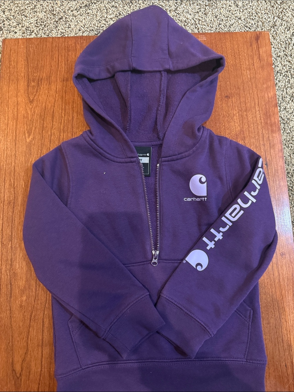 Carhartt Kids Purple Half-Zip Hooded Sweatshirt